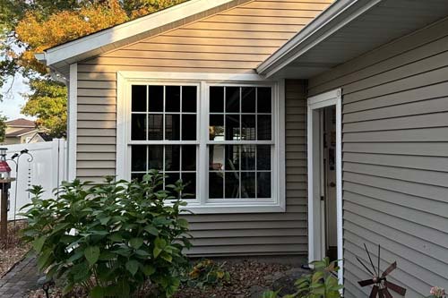 beige house siding backyard