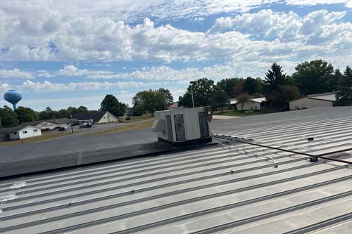 Commercial roof close up. Metal roof.